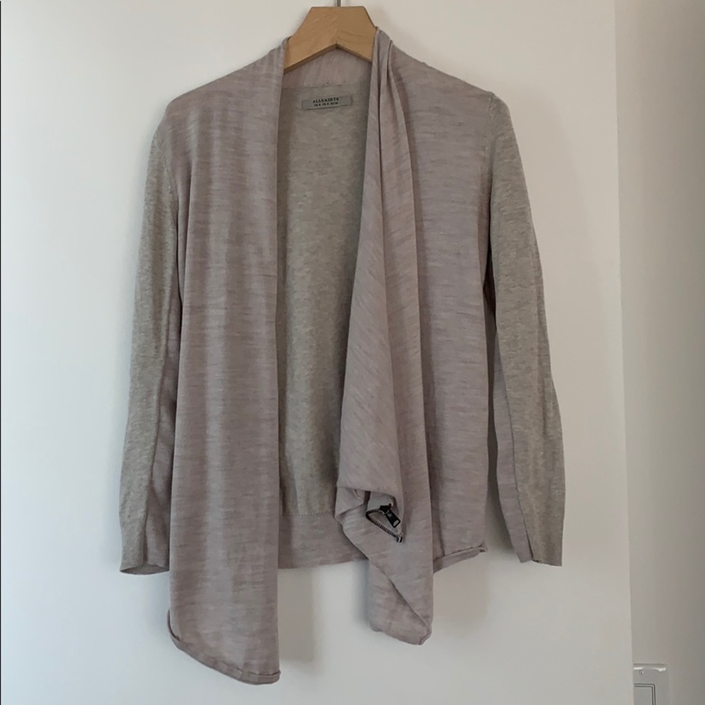 All saints 100% merino wool cardi with zip detail